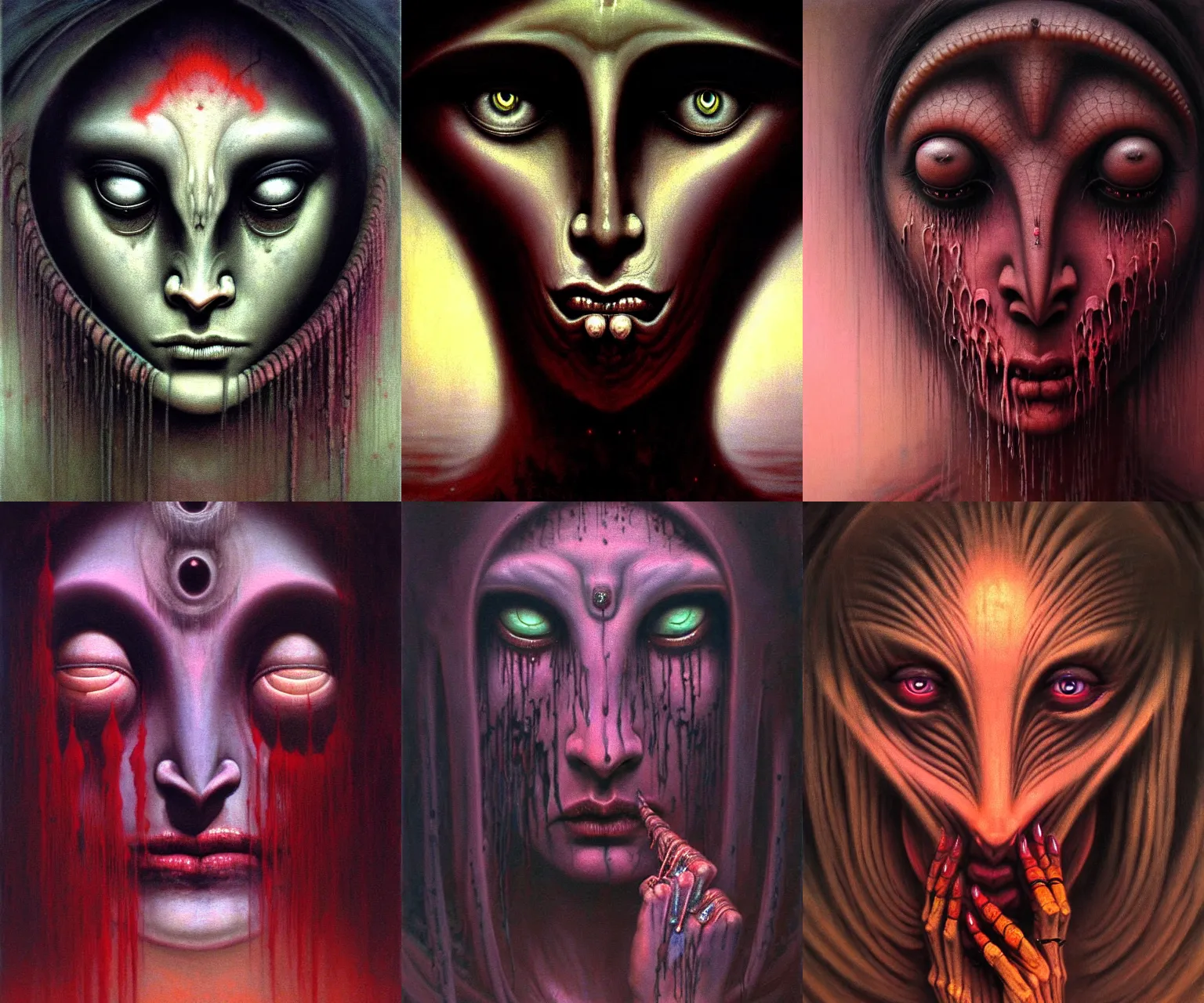 Prompt: A cinematic sad sad crying closeup portrait of the Hindu demon goddess of grief despair sorrow, by David Schleinkofer, by Wayne Barlowe, by Paul Lehr, by Bruce Pennington, by Zdzisław Beksiński, by HR Giger, oil on canvas, masterpiece, trending on artstation, featured on pixiv, cinematic composition, astrophotography, dramatic pose, beautiful lighting, sharp, details, details, details, hyper-detailed, no frames, 8K