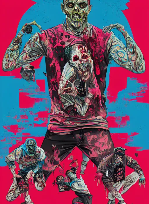 Image similar to zombie full body hiphop streetwear drip, tristan eaton, victo ngai, artgerm, rhads, ross draws