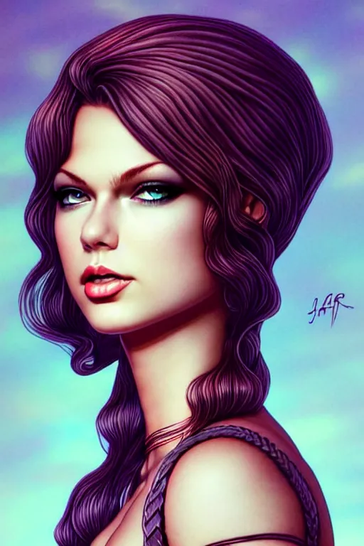 Prompt: sweet teenager with a mohawk who looks like taylor swift, fantasy graphic novel style, by artgerm and jenny frison, intricate, photorealistic, very fine inking lines, extremely detailed, 4k, hd