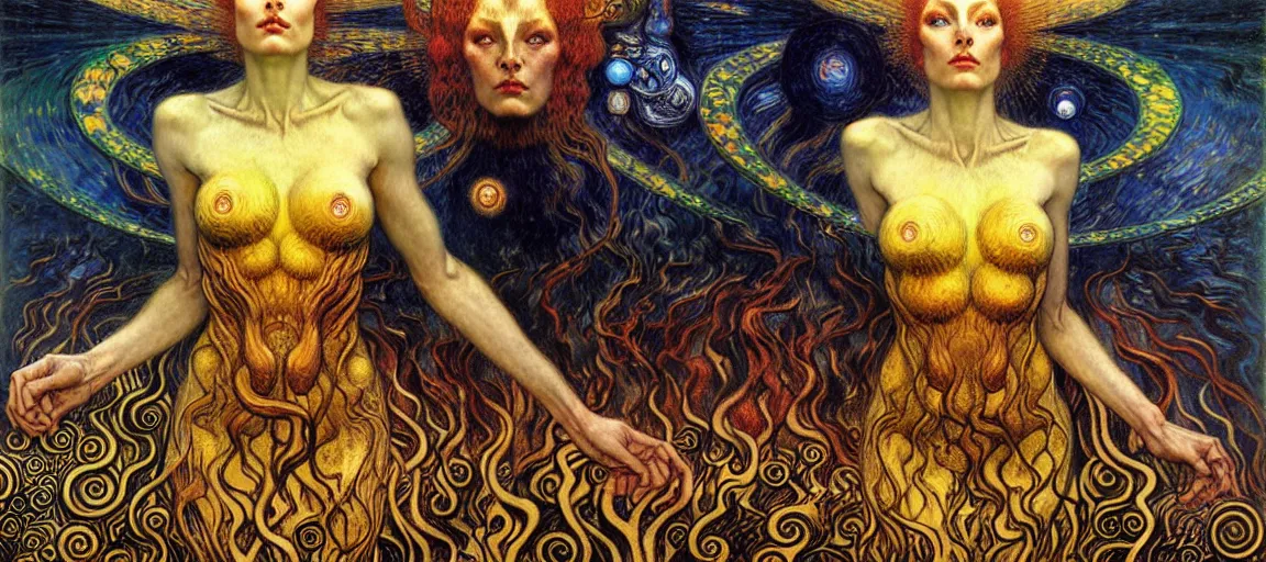 Image similar to Divine Chaos Engine by Karol Bak, Jean Delville, William Blake, Gustav Klimt, and Vincent Van Gogh, symbolist, visionary