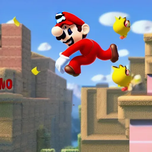 Image similar to mario jumping over birdo 4k