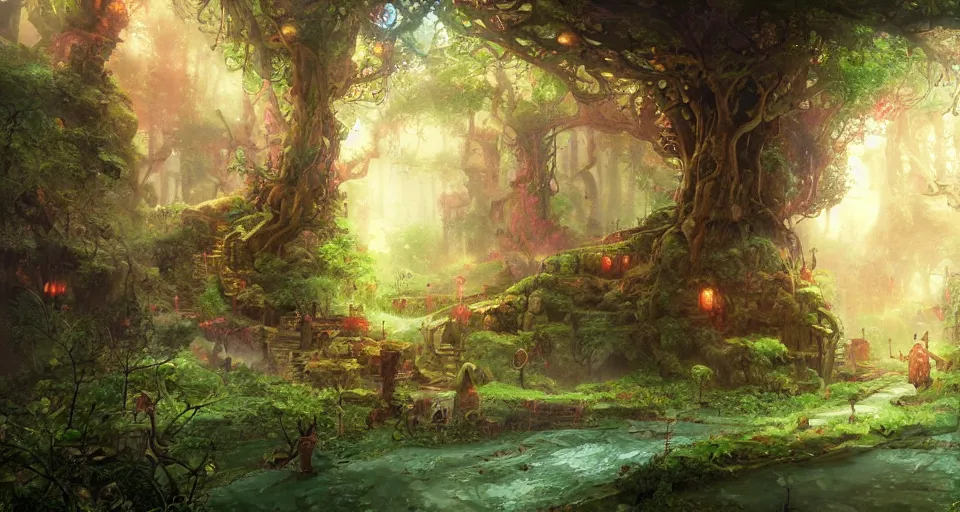 Image similar to Enchanted and magic forest, by Marc Simonetti