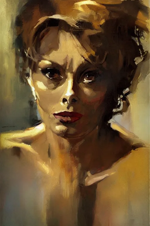 Image similar to A painting of Sophia Loren, by Jeremy Mann