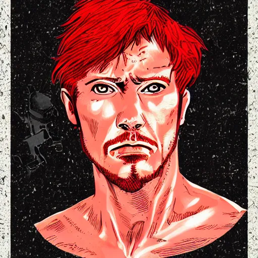 Image similar to a red headed man, comic book, art, portrait,