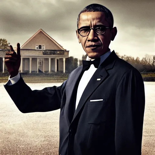 Image similar to Barrack Obama as Gustavo Fring from Breaking Bad, shot on iPhone, 1080p 4k resolution,