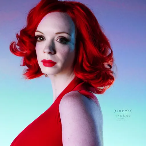 Prompt: symmetry!! christina hendricks!!! full frontal body photography of skinny christina hendricks in cosplay, cosplay!!, blushing, red - cheeks!!, dim volumetric cinematic lighting, 8 k, post - processing, extremely hyper - detailed, intricate, epic composition, masterpiece, stunning,