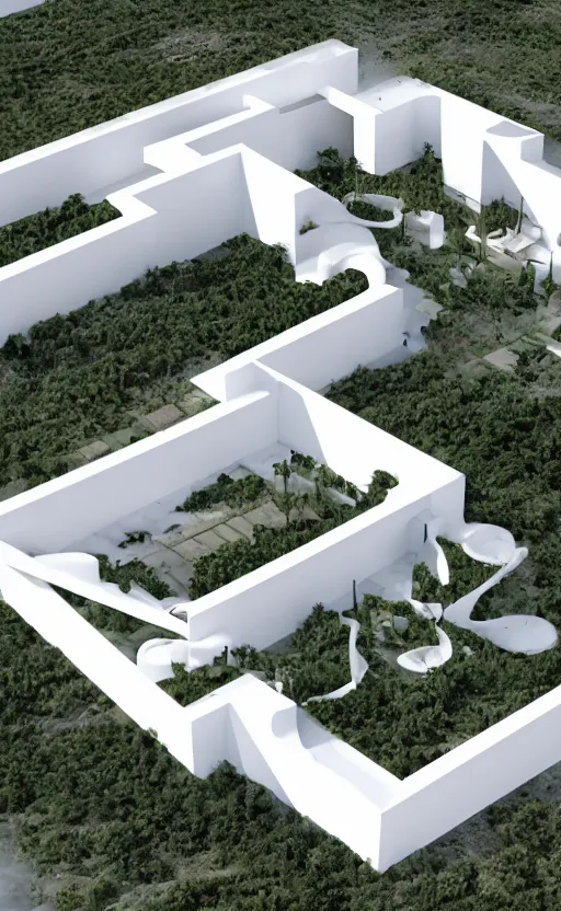 Image similar to architectural section of bioremediation white architecture, in chuquicamata, epic, cinematic, hyperealistic