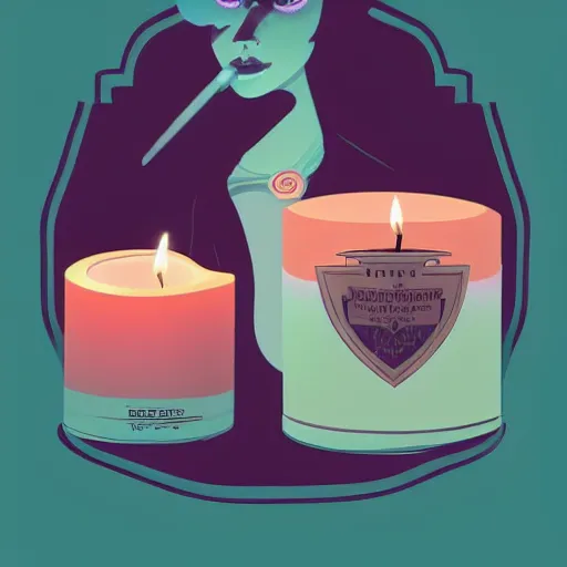 Image similar to illustration with a set of beautiful scented candles by tomer hanuka, an art deco painting by tom whalen, trending on behance, art deco, digital illustration, storybook illustration, grainy texture, flat shading, vector art, airbrush, pastel, watercolor, poster