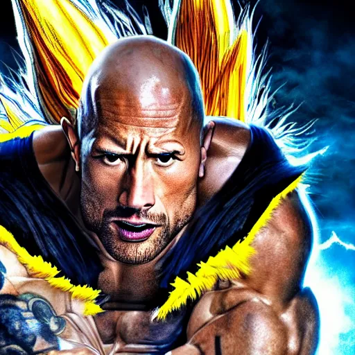 Prompt: Dwayne Johnson Super Saiyan 6