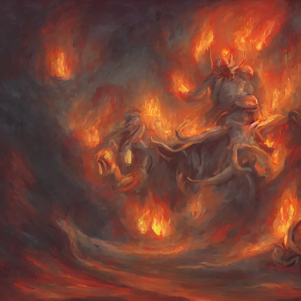 Image similar to a fire spirit chilling in a freezer, digital painting, illustration, high quality, fantasy