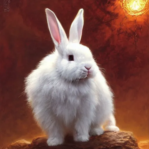 Image similar to White dwarf rabbit as a fantasy D&D character, portrait art by Donato Giancola and James Gurney, digital art, trending on artstation