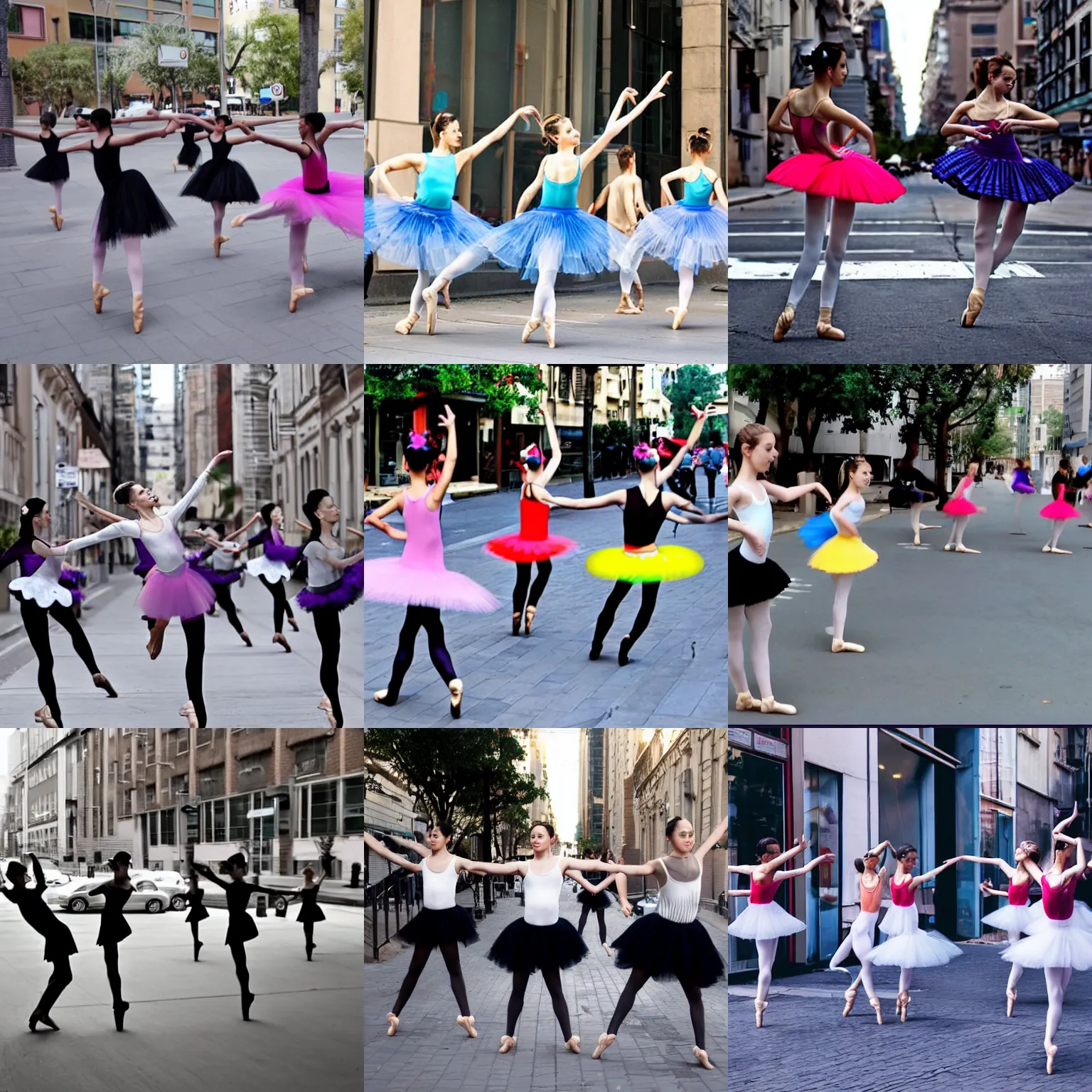 Prompt: Computer dancing ballet on the street