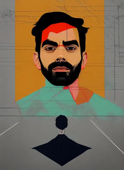 Image similar to symmetry!! portrait of rahul kohli, by sachin teng, organic, cables, matte painting, geometric shapes, hard edges! graffiti, street art