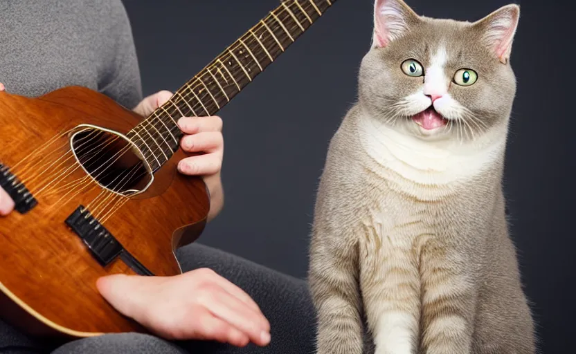 Image similar to british shorthair cat playing the guitar