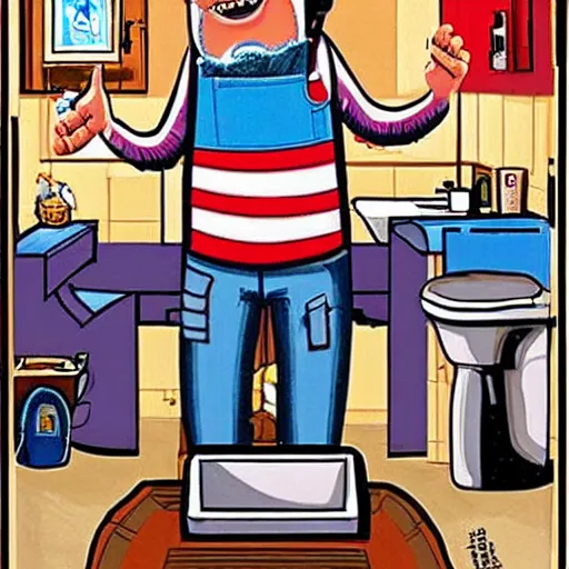 Prompt: obama the plumber, fixing a toilet, in the style of dave macdowell