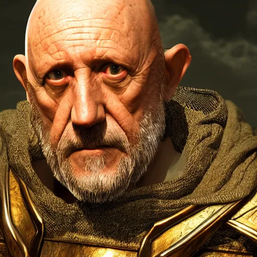 Prompt: mike ehrmantraut in love, dnd, ultra detailed fantasy, elden ring, realistic, dnd character portrait, full body, dnd, rpg, lotr game design fanart by concept art, behance hd, artstation, deviantart, global illumination radiating a glowing aura global illumination ray tracing hdr render in unreal engine 5