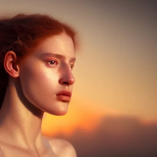 Image similar to photographic portrait of a stunningly beautiful greek renaissance female in soft dreamy light at sunset, contemporary fashion shoot, by edward robert hughes, annie leibovitz and steve mccurry, david lazar, jimmy nelsson, breathtaking, 8 k resolution, extremely detailed, beautiful, establishing shot, artistic, hyperrealistic, beautiful face, octane render