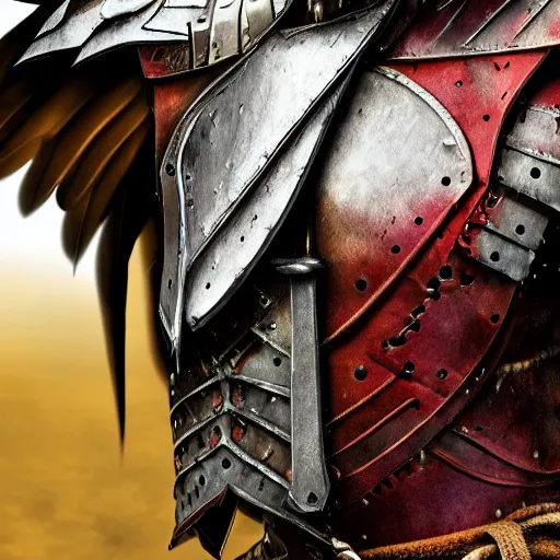 Prompt: warrior with eagle armour, highly detailed, 4k, HDR, smooth, sharp focus, hyper realistic, high resolution