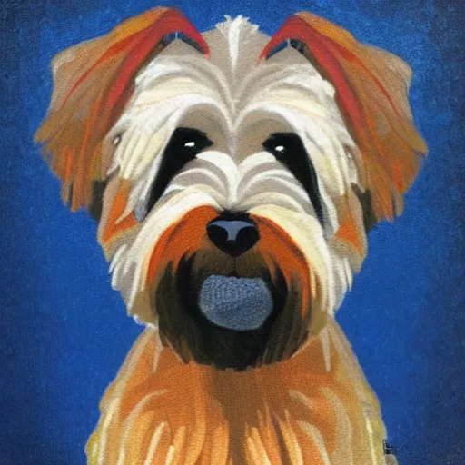 Prompt: portrait of a wheaten terrier by glass animals