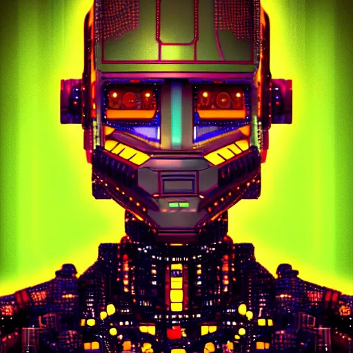 Prompt: cyberpunk robot, extremely detailed, hyperrealistic, pixel art, intricate, soft light, fantasy, digital painting, art station, perfect faces, fine details, style by minecraft