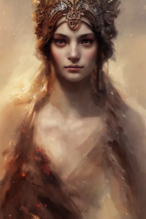 Image similar to greek goddess of ai art, close - up portrait, powerfull, intricate, elegant, volumetric lighting, scenery, digital painting, highly detailed, artstation, sharp focus, illustration, concept art, ruan jia, steve mccurry