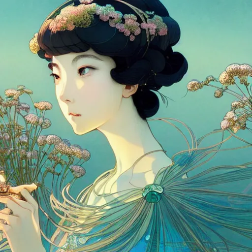 Prompt: a beautiful exquisite delicate hyperdetailed character design 4 k wallpaper illustration of a princess, victo ngai style, finely detailed perfect face delicate features directed gaze, style of studio ghibli, makoto shinkai, raphael lacoste, louis comfort tiffany, denoise, deblurring, artgerm, james jean, ross tran, alphonse maria mucha, chinese style