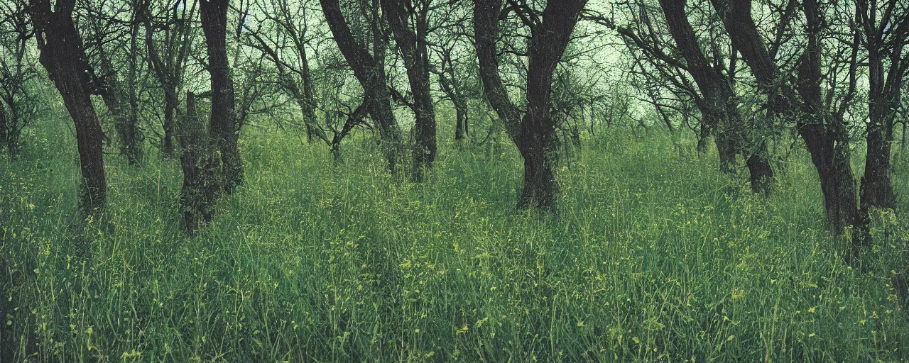 Image similar to meadow of spaghetti growing on trees, canon 5 0 mm, cinematic lighting, photography, retro, film, kodachrome