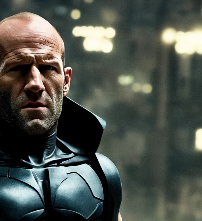 Image similar to cinematic still of jason statham as batman 8 k