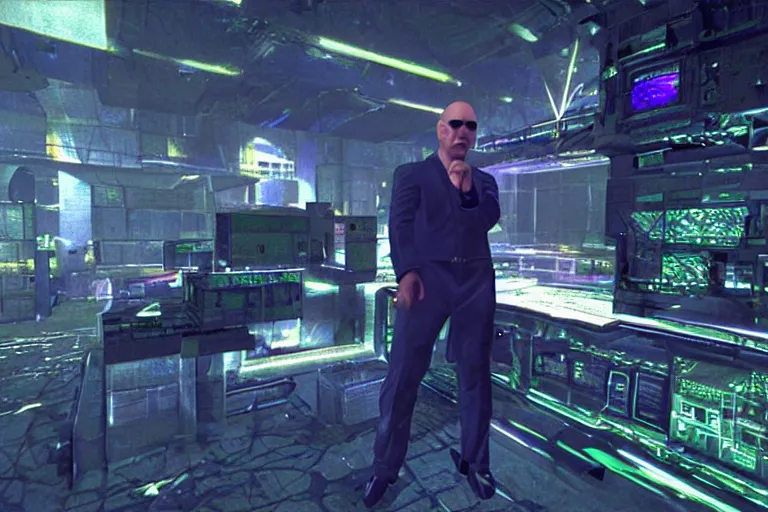 Image similar to pitbull mr. worldwide in a ps 1 game, in 2 0 5 5, y 2 k cybercore, industrial low - light photography, still from a ridley scott movie