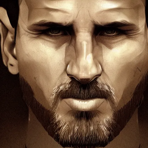 Image similar to a well designed portrait of Messi wearing prisoner mask, detailed, realistic, sketch style, Artstation,Greg Rutkowski, 8K resolution.