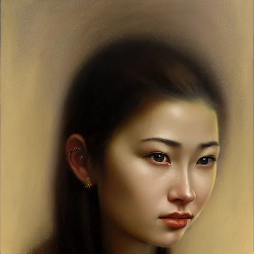 Prompt: beautiful portrait of a kazakh, ( waitress ) girl, by casey baugh,, vladimir kush!!, yasunari ikenaga, yasar vurdem, william oxer