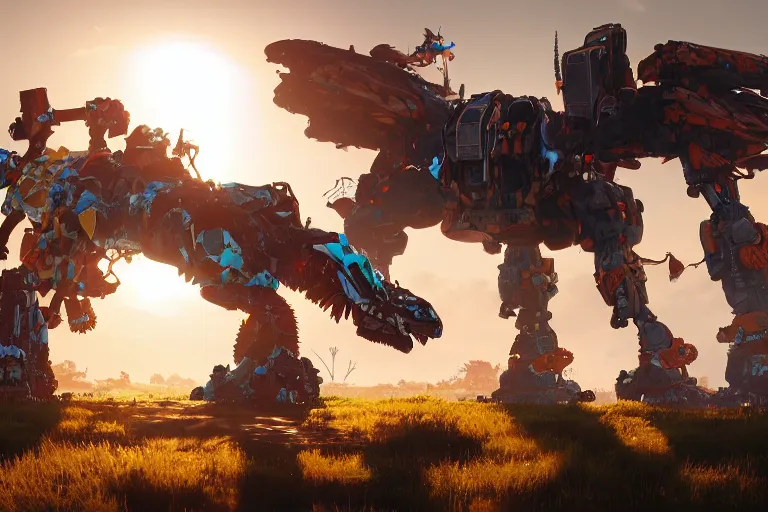 Image similar to sunwing machine mecha animal beast robot of horizon forbidden west horizon zero dawn bioluminiscence global illumination ray tracing hdr fanart arstation by sung choi and eric pfeiffer and gabriel garza and casper konefal