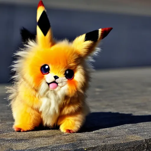 Image similar to real life Pokemon, cute!!!, fluffy!!!, ultra realistic!!!, golden hour, sharp focus