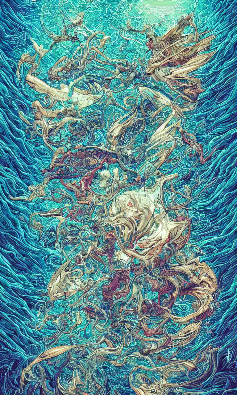 Prompt: android jones alex grey alex grey mark cooper artgerm artstation award winning photorealistic detailed hypervivid intense fantasy concept art, hypervivid intense mcbess, the sea by dan mumford