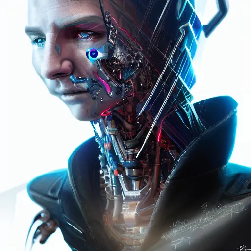 Image similar to a portrait of a evil cybernetic magician releasing spell, cyberpunk concept art, trending on artstation, highly detailed, intricate, sharp focus, digital art, 8 k