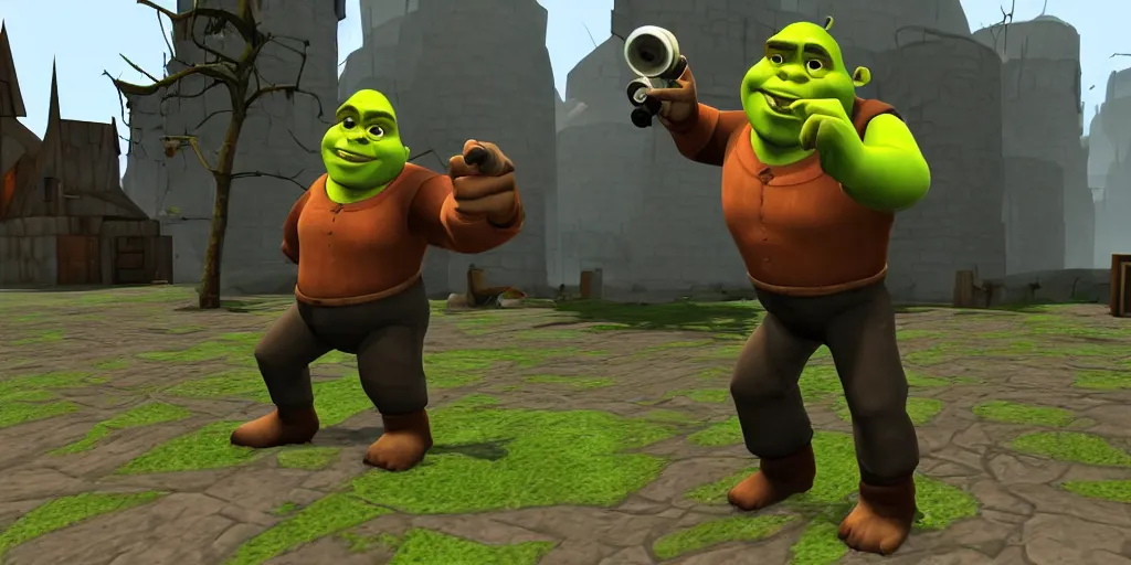 Image similar to shrek in team fortress 2, half life 2, garry's mod