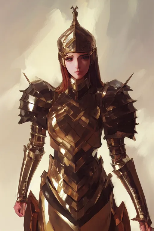 Image similar to Gorgeous armor byzantine princess by ilya kuvshinov, krenz cushart, Greg Rutkowski, trending on artstation