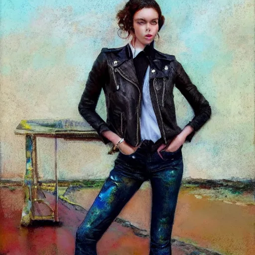 Oil paint on hot sale leather jacket