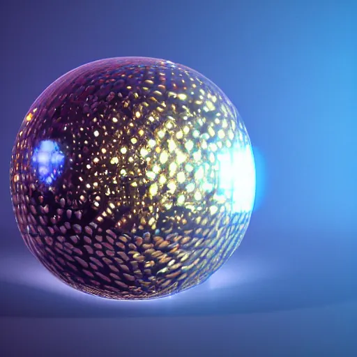 Image similar to tilt shift sphere ipercube particles huge light intricate reflection diffraction marble gold obsidian preraffaellite photography cut, octane, artstation render 8 k neon