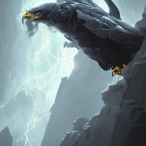 Image similar to storm eagle, by cedric peyravernay, highly detailed, excellent composition, cinematic concept art, dramatic lighting, trending on artstation