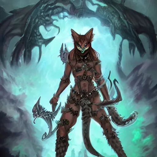 Image similar to epic fantasy demonkitty