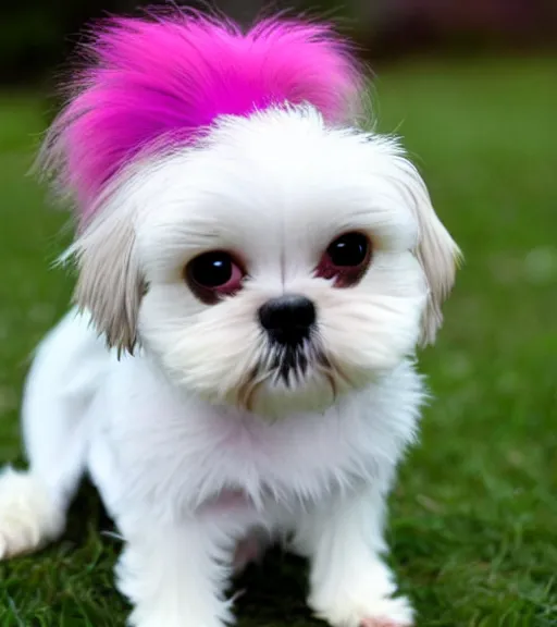 Image similar to small white shihtzu maltese mix dog in the style of the rugrats