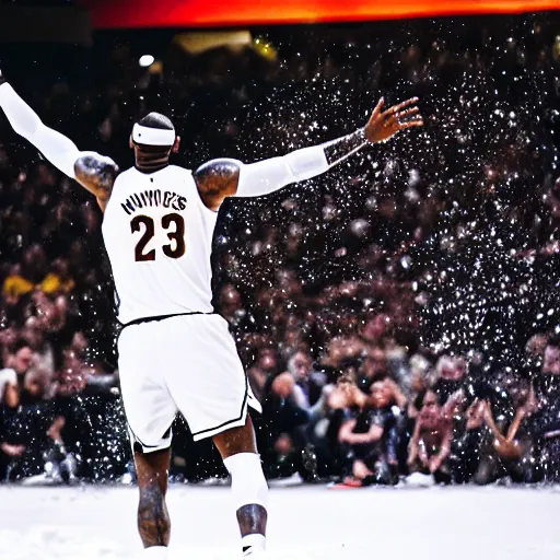 Prompt: LeBron James making a snow angel
