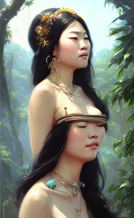 Image similar to a beautiful taiwan goddess with sundress with jewelry | | winter, realistic shaded, unpleasant face, good looking, fine details, realistic shaded lighting poster by greg rutkowski, magali villeneuve, artgerm, jeremy lipkin and michael garmash and macoto takahashi