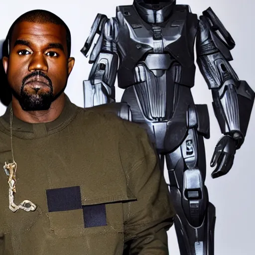 Prompt: Master Chief doing a guest feature for Kanye West's next album