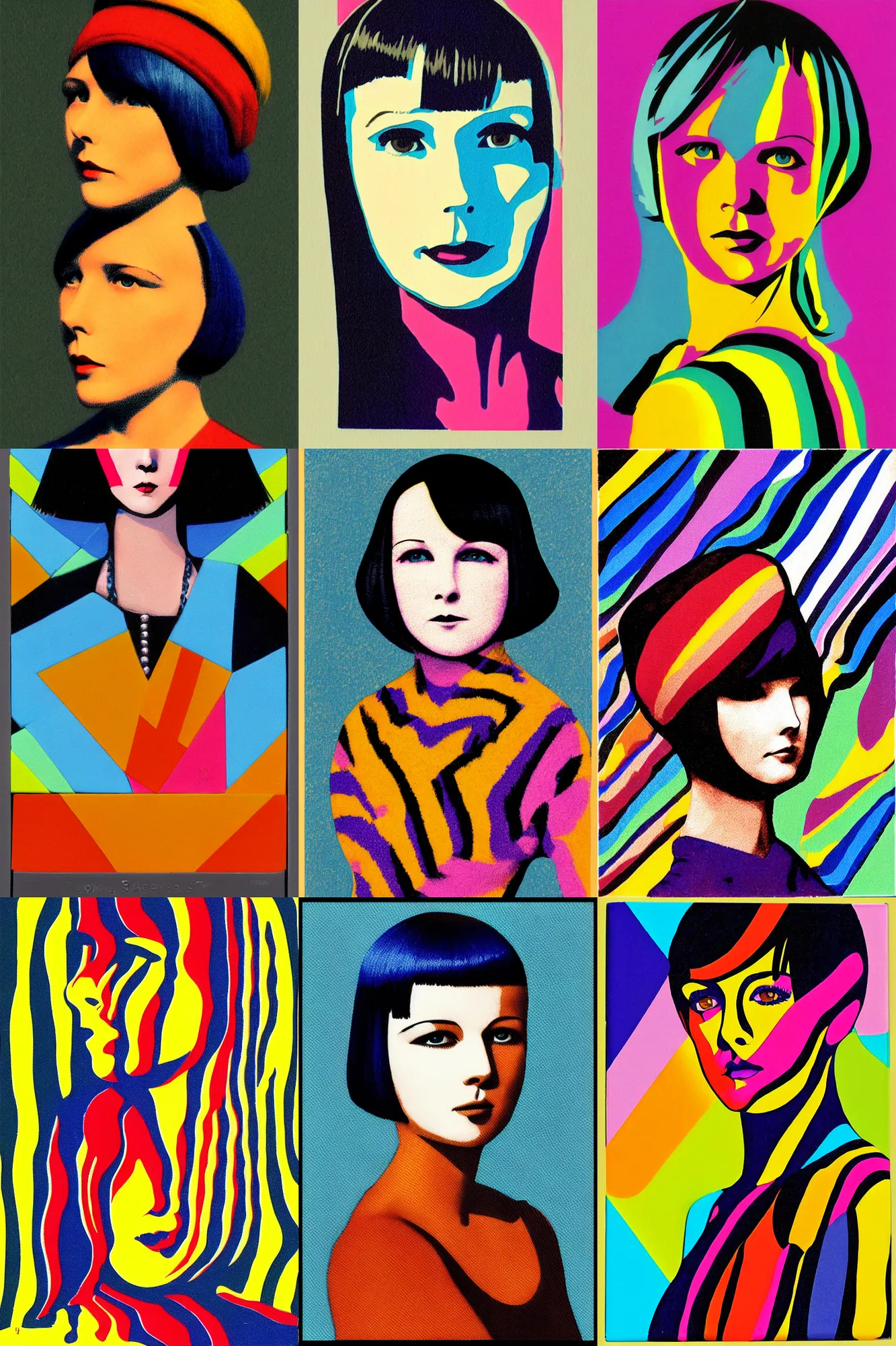 Prompt: matchbox art of 2 2 yeard old mary louise brooks, zebra op art, artstation, bright colours, high contrast