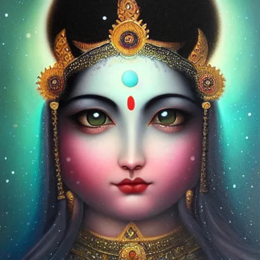 Prompt: cosmic krishna by tom bagshaw