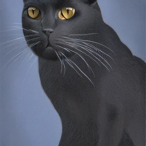 Image similar to black cloudy shadow shaped as a cat, cuddly fur, detailed, blurry, digital painting, artwork by Victor Adame Minguez + Sandro Botticelli