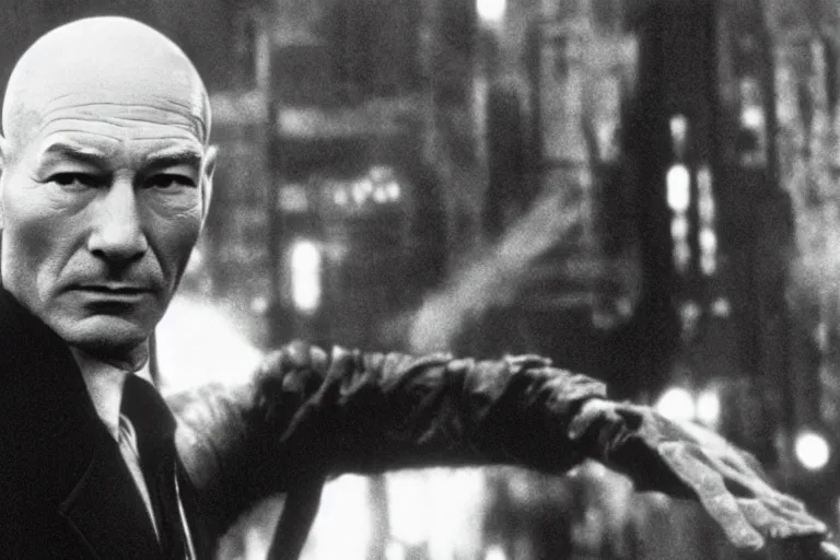 Prompt: film still patrick stewart in blade runner, 8 k