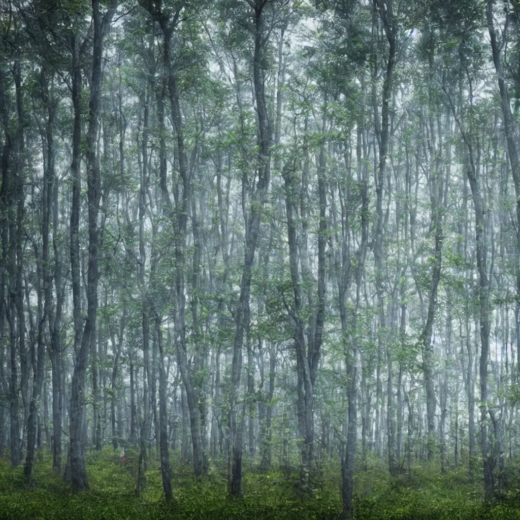 Prompt: landscape of a forest with cubes in the sky, photorealistic, photography, sharpness,